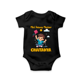 Mini Patang | Personalised Romper with Name - BLACK - New Born (Chest 14")
