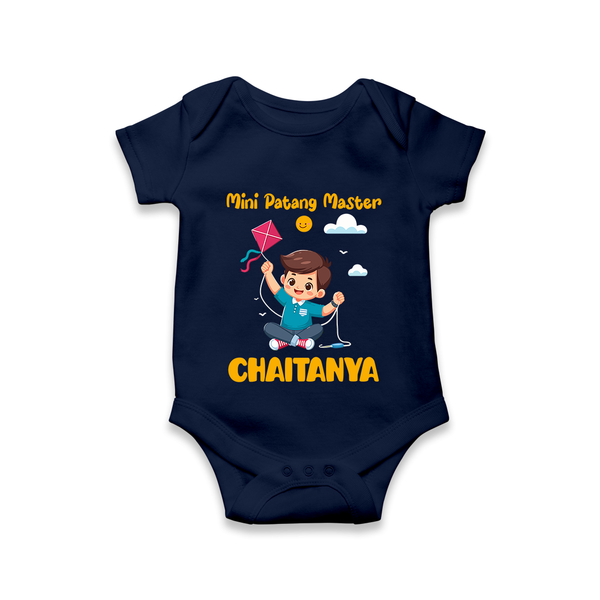 Mini Patang | Personalised Romper with Name - NAVY BLUE - New Born (Chest 14")