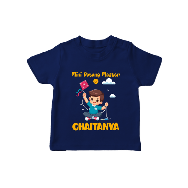 Mini Patang | Personalised T-Shirt with Name - NAVY BLUE - 0-5 Months Old (Chest 17")