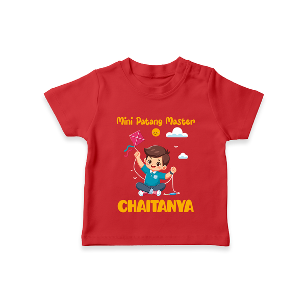 Mini Patang | Personalised T-Shirt with Name - RED - 0-5 Months Old (Chest 17")