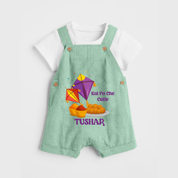 Kai Po Che Cutie | Customized Dungaree with Name - MINT GREEN - 0 - 5 Months Old (Chest 18")