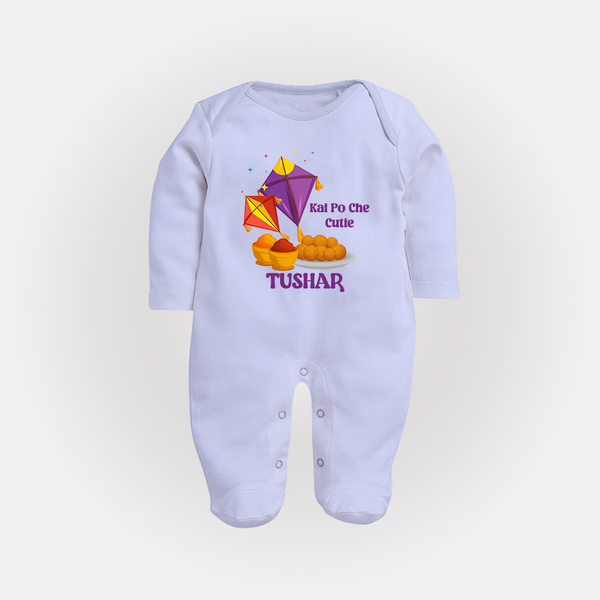 Kai Po Che Cutie | Customized FullBody Suit with Name - BABY BLUE - New Born (Chest 7.5")