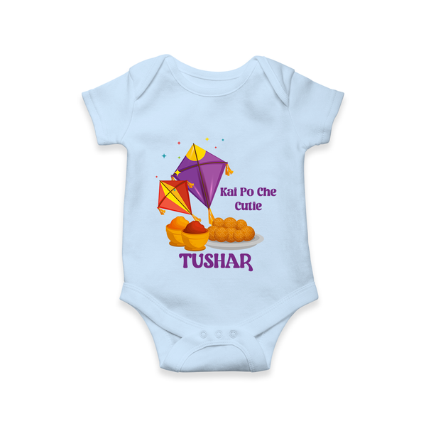 Kai Po Che Cutie | Customized Romper with Name - BABY BLUE - New Born (Chest 14")