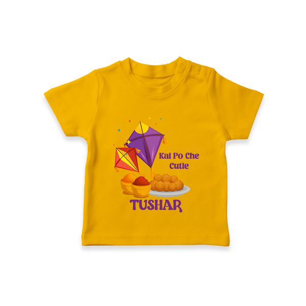 Kai Po Che Cutie | Customized T-Shirt with Name - CHROME YELLOW - 0-5 Months Old (Chest 17")