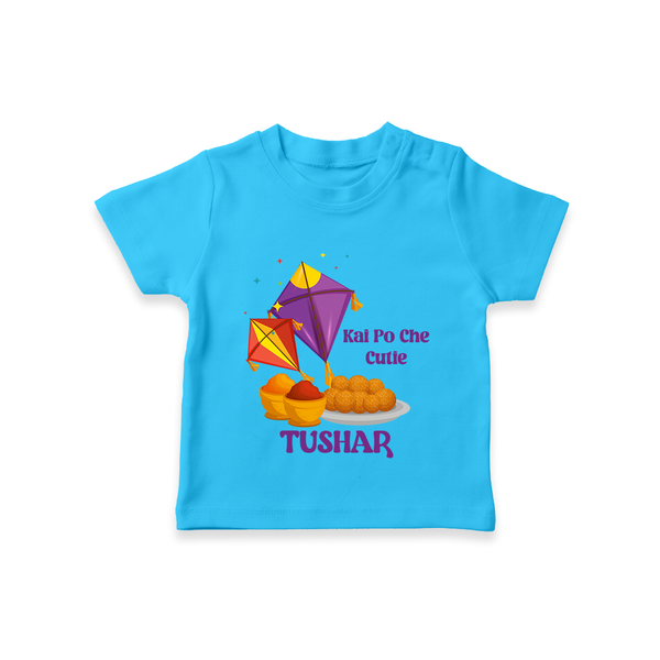 Kai Po Che Cutie | Customized T-Shirt with Name - SKY BLUE - 0-5 Months Old (Chest 17")