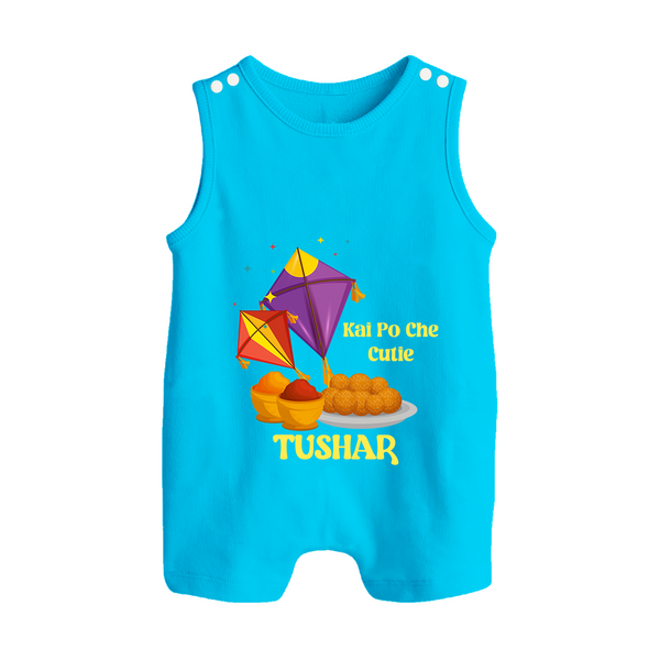 Kai Po Che Cutie | Customized Romper suit with Name - SKY BLUE - 0 - 5 Months Old (Chest 18")