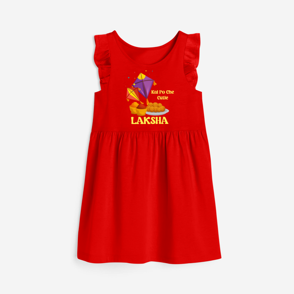 Kai Po Che Cutie | Customized Frock with Name - RED - 1 - 2 Years Old (Chest 22" , Full Length 22")