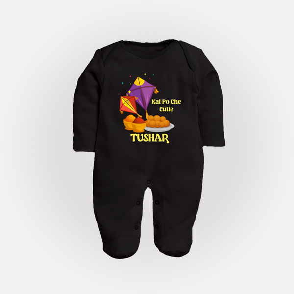 Kai Po Che Cutie | Customized FullBody Suit with Name - BLACK - New Born (Chest 7.5")