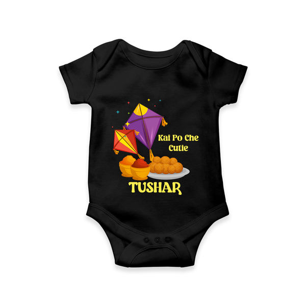 Kai Po Che Cutie | Customized Romper with Name - BLACK - New Born (Chest 14")