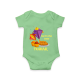 Kai Po Che Cutie | Customized Romper with Name - GREEN - New Born (Chest 14")