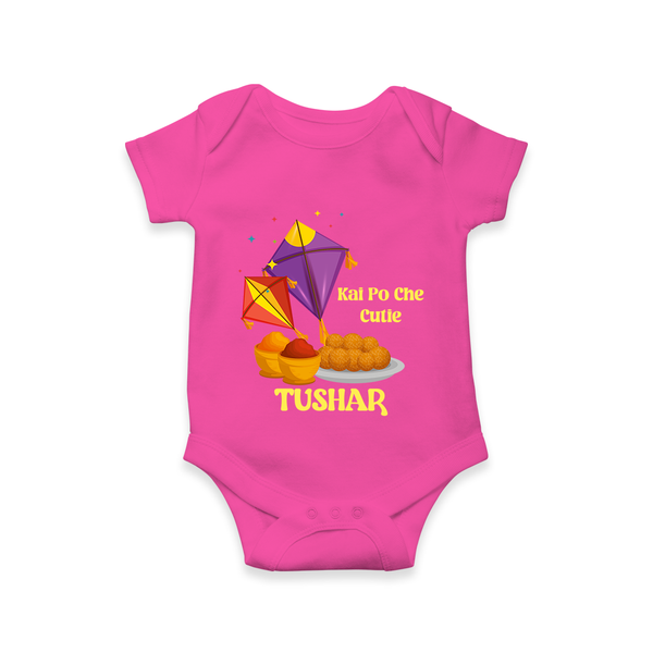 Kai Po Che Cutie | Customized Romper with Name - HOT PINK - New Born (Chest 14")