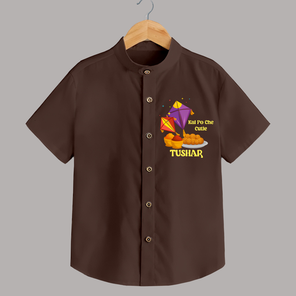 Kai Po Che Cutie | Customized Shirt with Name - CHOCOLATE BROWN - 0 - 6 Months Old (Chest 23")