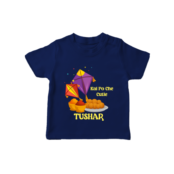 Kai Po Che Cutie | Customized T-Shirt with Name - NAVY BLUE - 0-5 Months Old (Chest 17")