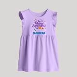 Makar Sankranti | Personalised Baby Frock with Name - LILAC - 0 - 3 Months Old (Chest 17")
