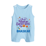Makar Sankranti | Personalised Romper suit with Name - BABY BLUE - 0 - 5 Months Old (Chest 18")