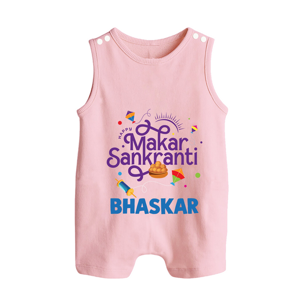 Makar Sankranti | Personalised Romper suit with Name - BABY PINK - 0 - 5 Months Old (Chest 18")