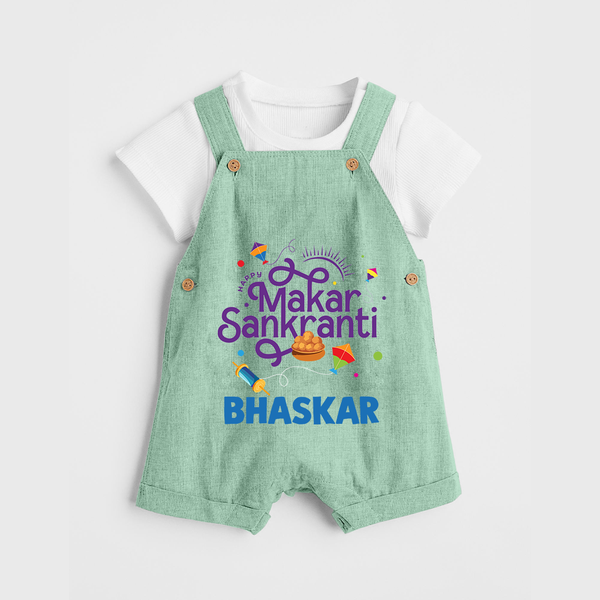 Makar Sankranti | Personalised Dungaree with Name - MINT GREEN - 0 - 5 Months Old (Chest 18")