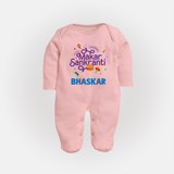 Makar Sankranti | Personalised FullBody Suit with Name - BABY PINK - New Born (Chest 7.5")