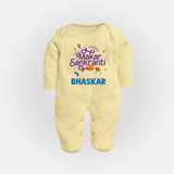 Makar Sankranti | Personalised FullBody Suit with Name - PASTEL YELLOW - New Born (Chest 7.5")