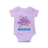 Makar Sankranti | Personalised Romper with Name - LILAC - New Born (Chest 14")