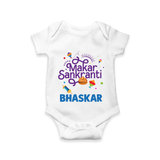 Makar Sankranti | Personalised Romper with Name - WHITE - New Born (Chest 14")