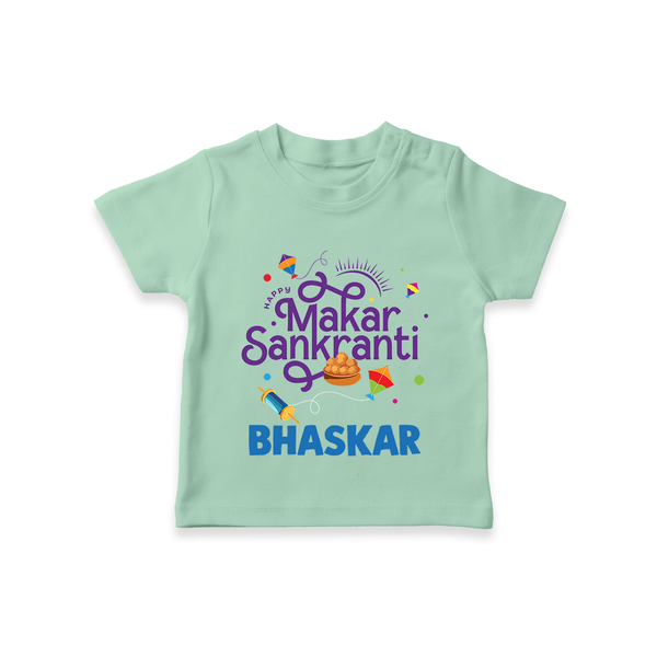 Makar Sankranti | Personalised T-Shirt with Name - MINT GREEN - 0-5 Months Old (Chest 17")