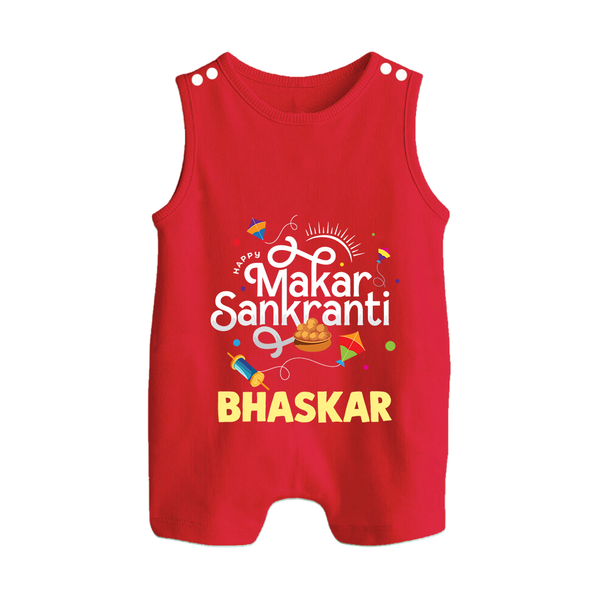 Makar Sankranti | Personalised Romper suit with Name - RED - 0 - 5 Months Old (Chest 18")
