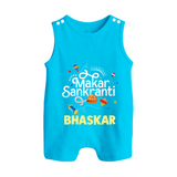 Makar Sankranti | Personalised Romper suit with Name - SKY BLUE - 0 - 5 Months Old (Chest 18")