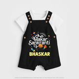 Makar Sankranti | Personalised Dungaree with Name - BLACK - 0 - 5 Months Old (Chest 18")