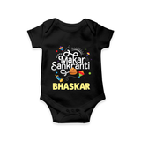 Makar Sankranti | Personalised Romper with Name - BLACK - New Born (Chest 14")