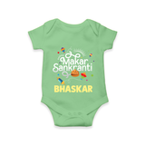 Makar Sankranti | Personalised Romper with Name - GREEN - New Born (Chest 14")