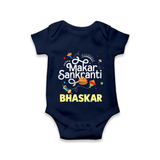 Makar Sankranti | Personalised Romper with Name - NAVY BLUE - New Born (Chest 14")