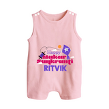 Happy Makar Sankranti | Personalised Romper suit with Name - BABY PINK - 0 - 5 Months Old (Chest 18")