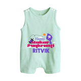 Happy Makar Sankranti | Personalised Romper suit with Name - MINT GREEN - 0 - 5 Months Old (Chest 18")