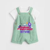 Happy Makar Sankranti | Personalised Dungaree with Name - MINT GREEN - 0 - 5 Months Old (Chest 18")
