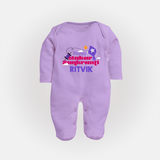 Happy Makar Sankranti | Personalised FullBody Suit with Name - LILAC - New Born (Chest 7.5")
