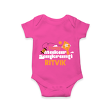 Happy Makar Sankranti | Personalised Romper with Name - HOT PINK - New Born (Chest 14")