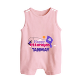 Happy Uttarayan | Personalised Romper suit with Name - BABY PINK - 0 - 5 Months Old (Chest 18")