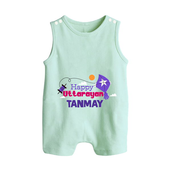 Happy Uttarayan | Personalised Romper suit with Name - MINT GREEN - 0 - 5 Months Old (Chest 18")