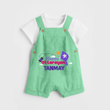 Happy Uttarayan | Personalised Dungaree with Name - GREEN - 0 - 5 Months Old (Chest 18")