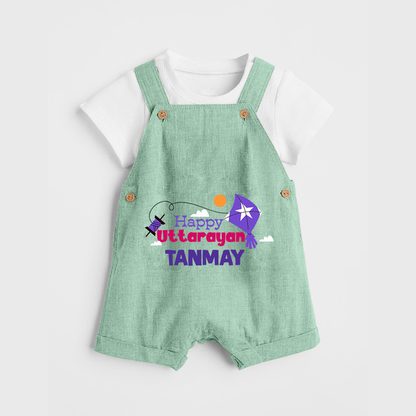 Happy Uttarayan | Personalised Dungaree with Name - MINT GREEN - 0 - 5 Months Old (Chest 18")