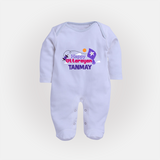 Happy Uttarayan | Personalised FullBody Suit with Name - BABY BLUE - New Born (Chest 7.5")