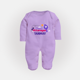 Happy Uttarayan | Personalised FullBody Suit with Name - LILAC - New Born (Chest 7.5")