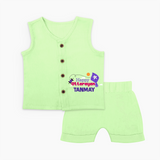 Happy Uttarayan | Personalised Jabla Set with Name - PASTEL GREEN - 0 - 3 Months Old (Chest 9.8")