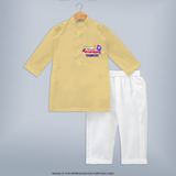 Happy Uttarayan | Personalised Kurta with Name - PASTEL YELLOW - 3 - 6 Months Old (Chest 24", Kurta Length 14'', Waist 19", Pant Length 14")