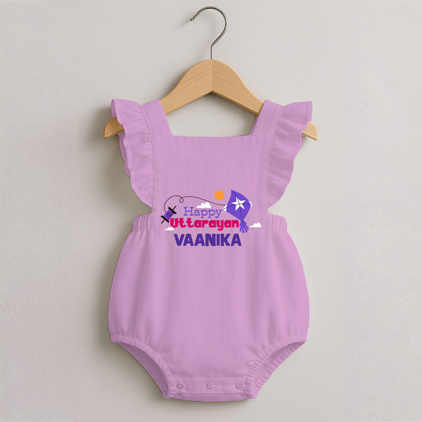 Happy Uttarayan | Personalised Romper Frock with Name - BABY PINK - 0 - 3 Months Old (Chest 19")