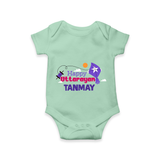 Happy Uttarayan | Personalised Romper with Name - MINT GREEN - New Born (Chest 14")
