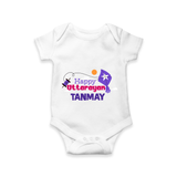 Happy Uttarayan | Personalised Romper with Name - WHITE - New Born (Chest 14")