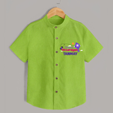 Happy Uttarayan | Personalised Shirt with Name - LIME GREEN - 0 - 6 Months Old (Chest 23")