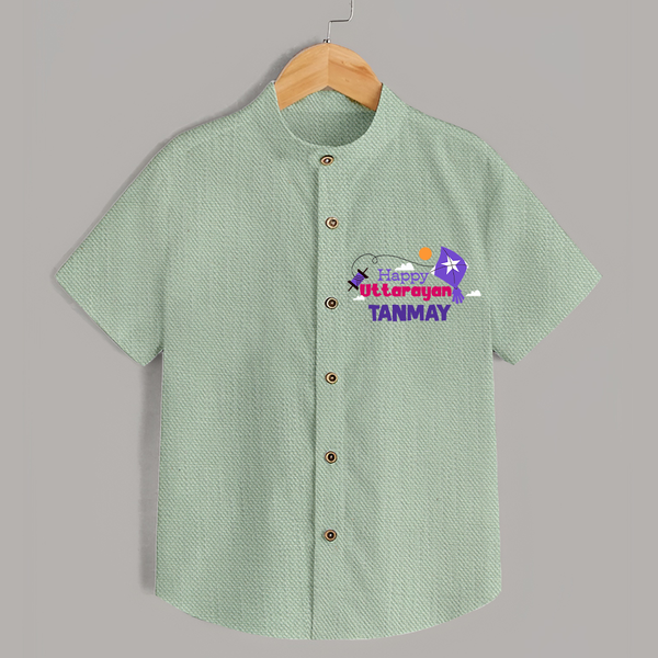 Happy Uttarayan | Personalised Shirt with Name - MINT GREEN - 0 - 6 Months Old (Chest 23")